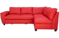 Collection Fernando Leather Right Hand Corner Sofa Bed - Red